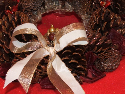 Red Christmas Wreath from Pine Cones Sydney Australia